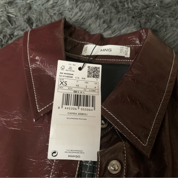 ▪️NWT Mango Patent finish overshirt with chest pockets - Picture 9 of 9